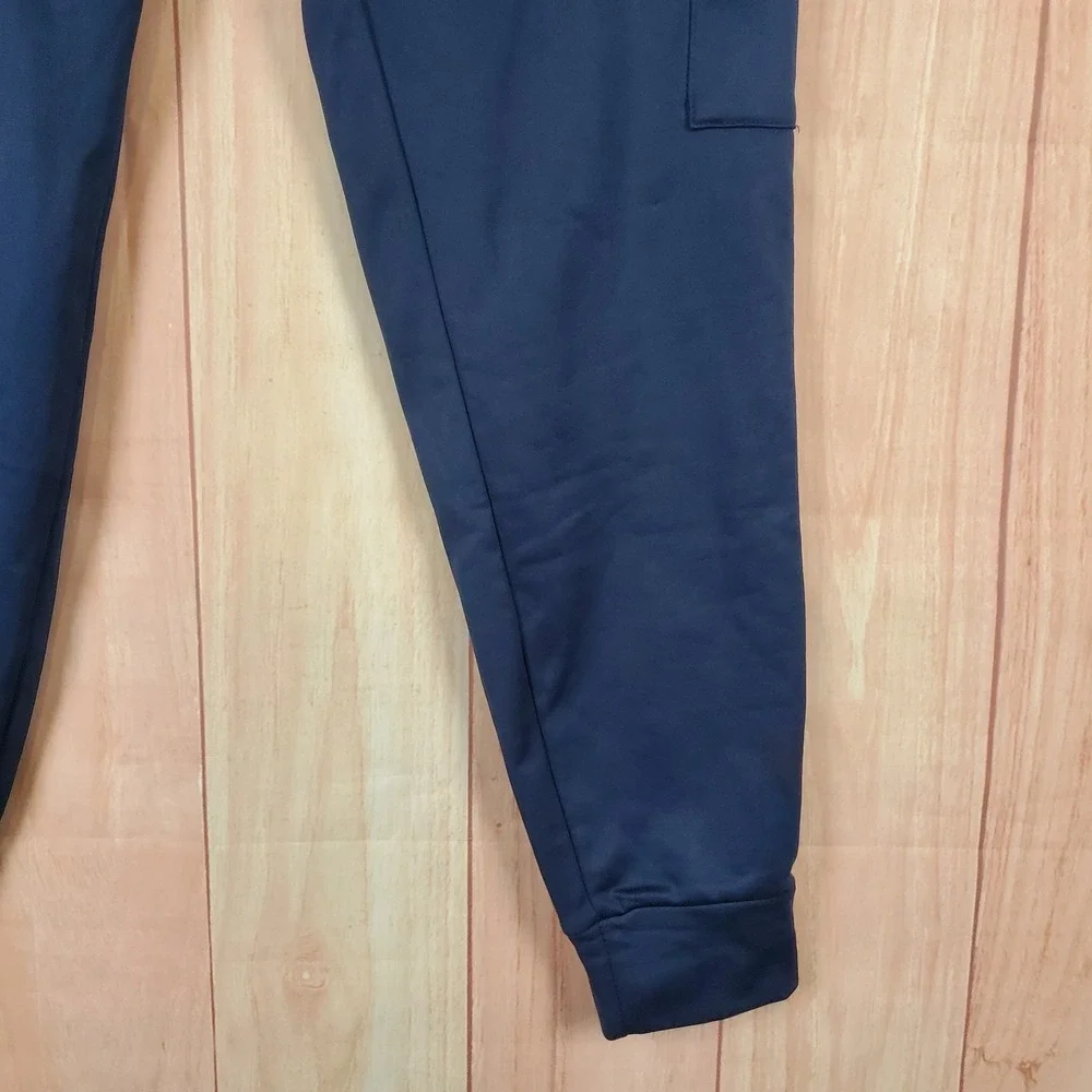 Reebok Cargo Jogger Pants Mens Small Blue Relaxed Fit Fleece Lined Drawstring
